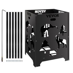 Burn Barrel, 21x21x27 inch Burn Cage, Carbon Steel Cage Incinerator, Incinerator Barrel with Lid and Handle for Outdoors