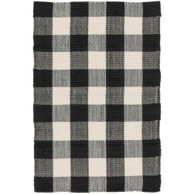 24" x 36" Black White Outdoor Layering Rug